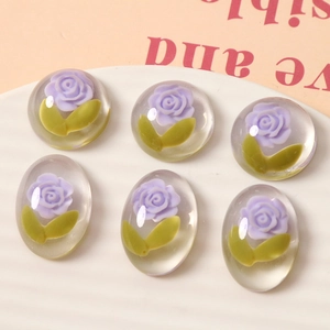 Japanese style resin flower accessories with purple roses for DIY jewelry making