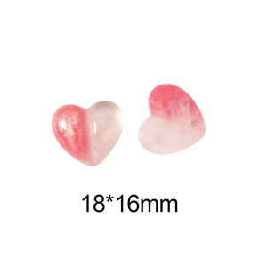 Detail of 18x16mm pink gradient heart resin charm with glitter for DIY jewelry making