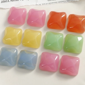 Geometric square resin charms with star relief in macaron colors for DIY jewelry making