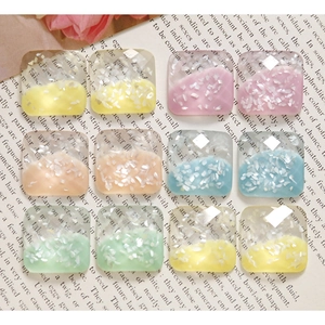 DIY colorful square resin charms with glitter and faceted design for jewelry making