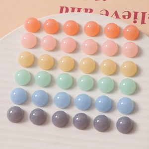 14mm round colorful jelly resin cabochon beads set in pastel macaron colors for DIY jewelry