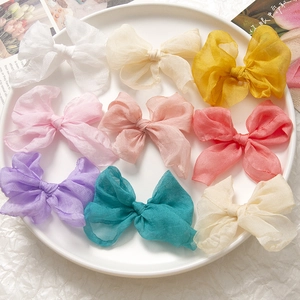9er-Set bunte Organza-Schleifen-Haarspangen für DIY-Bastelarbeiten in Pastelltönen