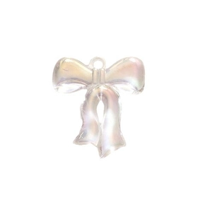 Iridescent white resin bow charm with hanging hole for DIY jewelry making and crafts