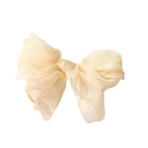 Elegante fiocco per capelli in organza bianco crema con morbido tessuto chiffon pieghettato