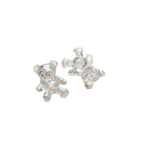 Transparent iridescent 3D resin bear charms for DIY nail art and phone case jewelry decor