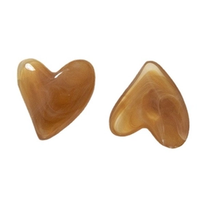 Pampilles en résine cœur à motif marbré ambre et crème pour la création de bijoux