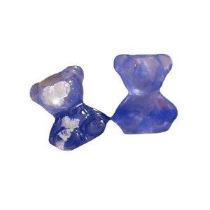 Set of two purple translucent bear resin charms with glitter and gold foil details