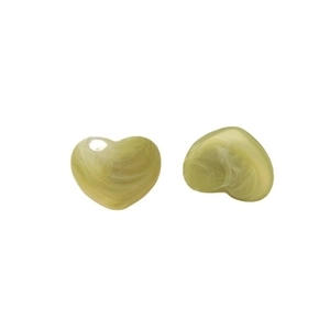 Green marble heart-shaped resin earrings accessory with ink-wash texture for DIY