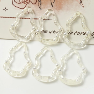 Dijes de Resina Transparente con Onda Geométrica Irregular con Perlas Artificiales Artificiales Accesorios de Joyería de Bricolaje para Pendientes