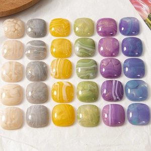 Vierkante 18mm hars cabochons met ronde hoeken en goudfolie marmeren design voor DIY