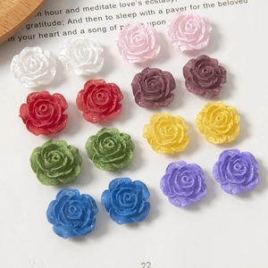 DIY acrylic rose flower accessories with retro crackle finish in seven assorted colors