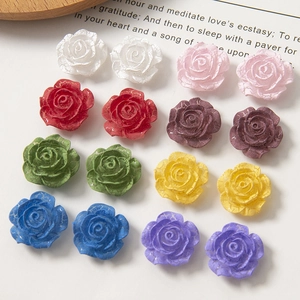 Artistic cracked texture resin roses in assorted colors for DIY jewelry and hair accessories