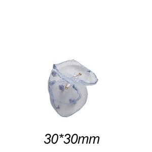 30x30mm light blue mesh gauze petal with golden bead detail for DIY jewelry making
