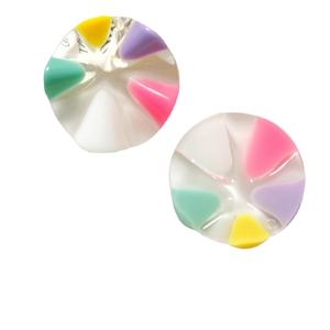 Dischi in resina colorati con motivi floreali per orecchini fai-da-te e decorazioni