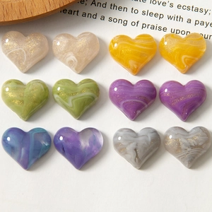 Glitter marbled resin heart charms in multiple colors for DIY jewelry and hair accessories