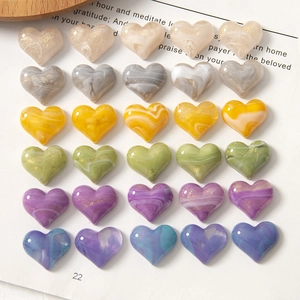 Korean Style DIY Heart Resin Pendants Marbled Halo Dye Accessories For Earrings Hair Clips Phone Case Decoration Jewelry Making