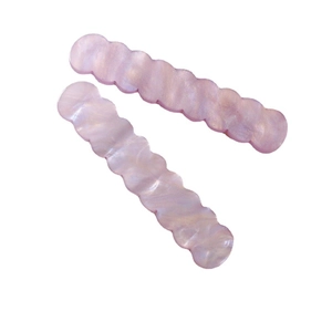 Fermagli per capelli ondulati in acrilico iridato con finitura rosa perlato in set