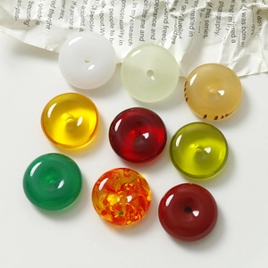 Assorted 20mm round resin stone charms with holes for DIY jewelry making and crafts