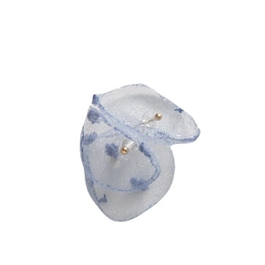 Princess style blue sheer gauze woven petal earring stud with sparkling glitter detail