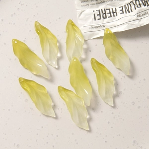 Antieke Stijl Glazen Blad Hanger Transparant Geel Botanische Charm DIY Sieraden Accessoire Voor Oorbellen Haarklem Decor
