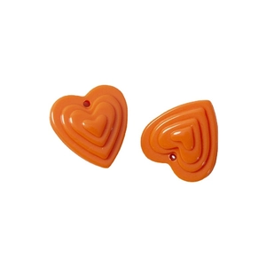 Pendentifs cœurs orange en acrylique à trois couches avec trous pour bijoux DIY