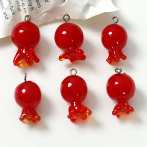 Ancient Style 3D Fruit Pomegranate Lampwork Glass DIY Pendant Jewelry Making Accessories For Earrings Hairpin Phone Case