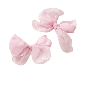 Rosa Organza-Schleifen für Haarschmuck mit elegantem Textdruck für DIY-Handwerk