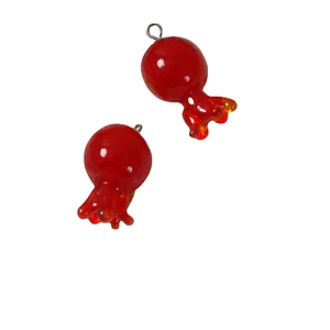 Stereo red pomegranate glass pendants with silver loops for DIY jewelry making