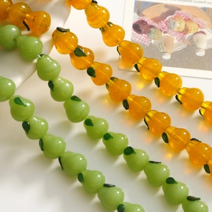 Handmade Lampwork Glass Pear Orange Fruit Beads For DIY Jewelry Making Finding Earrings Hair Clip Phone Case Accessory