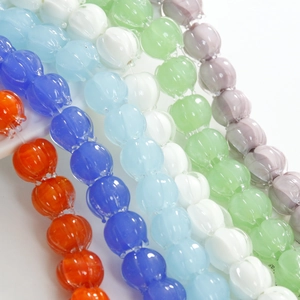 Colorful pumpkin-shaped ribbed glass beads for DIY necklaces and earring accessories
