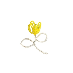 Handmade beaded yellow tulip pendant charm with acrylic flower petals for DIY jewelry