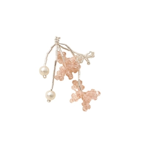 Handmade pink crystal beaded poodle pendant with pearls for DIY jewelry making