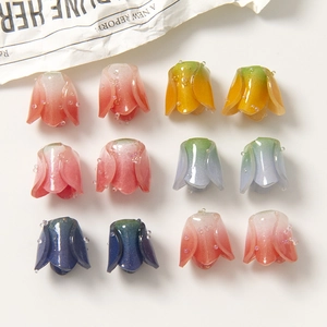 Acrylic Gradient Tulip Rose Bud Flower Charms For DIY Earring Hair Clip Phone Case Decor Jewelry Making Accessories