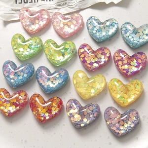 Durchsichtige Herz-Resin-Anhänger mit bunten Pailletten für DIY-Bastelarbeiten und Zubehör
