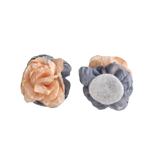 Accesorios de flores de rosa de malla 3D en rosa naranja y azul gris para joyería DIY