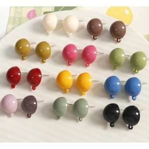 DIY Resin Stud Earring Components With Hanging Loop Round Ball Shaped Earring Base For Handmade Jewelry Making Findings Craft Supplies