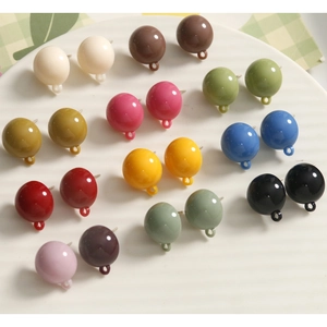 Colorful resin spherical jewelry beads with metal pins and loops for DIY earrings making