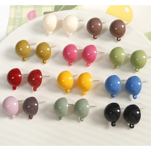 Colorful resin dome earring charms with loops in 12 candy colors for DIY jewelry making