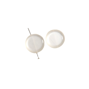 Flat round translucent white resin beads with metal pin for DIY handmade jewelry crafting