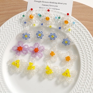 Pampilles fleurs en perles de cristal faites main aux couleurs vives pour bijoux DIY