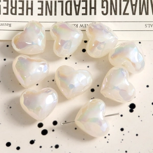 Iridescent heart-shaped pearl acrylic beads for DIY jewelry and earring making