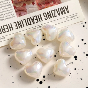 Iridescent Mermaid Luster Heart Shaped Acrylic Pendant Irregular Pearl Glaze DIY Handmade Jewelry Finding Accessories For Crafting