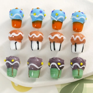 Handgemaakte Lampwork Glas Ijsje Charms Voor DIY Sieraden Maken Oorbellen Ketting Hangers Kleurrijke Dessert Kralen