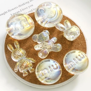Iridescent resin cartoon bear and bunny DIY accessories with charms for jewelry making