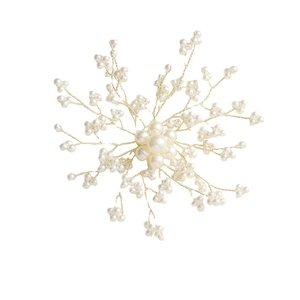 Exquisite handmade gold wire woven flower with faux pearls for hair accessories