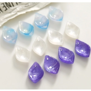 Pendentifs feuilles en acrylique scintillants pour bijoux DIY en dégradé de violet et bleu