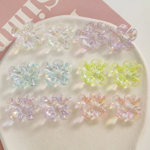 Iridescent Flower Shaped DIY Resin Accessories For Earrings Hair Clips Phone Case Decoration Aurora Gradient Floral Beads Jewelry Making Materials