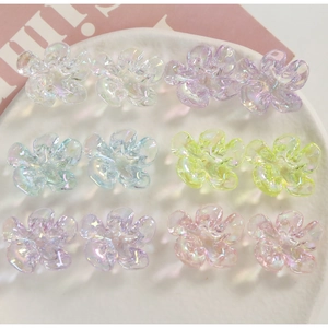 Iridescent flower resin charms in mixed colors for DIY jewelry and hair accessories