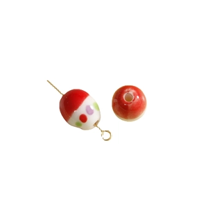 Retro hand-painted ceramic bead pendants with metal loop for DIY jewelry making