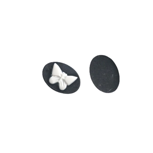 Matte resin butterfly oval charms with relief design for DIY jewelry and hair accessories